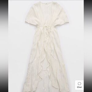 Aerie Cream Ruffled Wrap cape